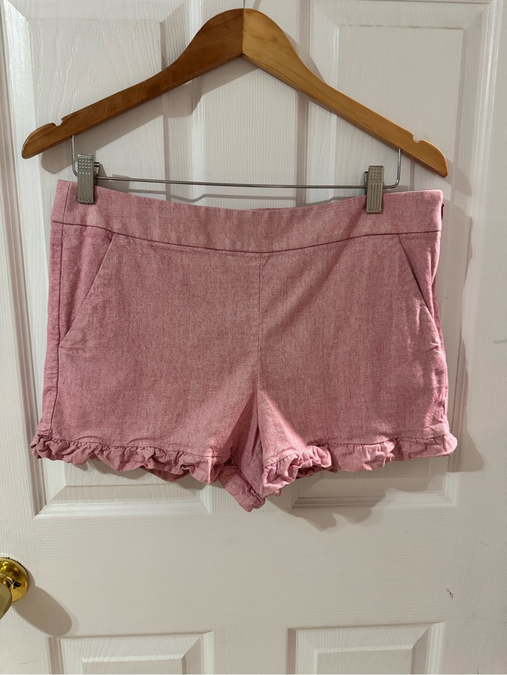 LOFT Pink Ruffle Hem Shorts Size 8 Coastal Coquette Preppy
